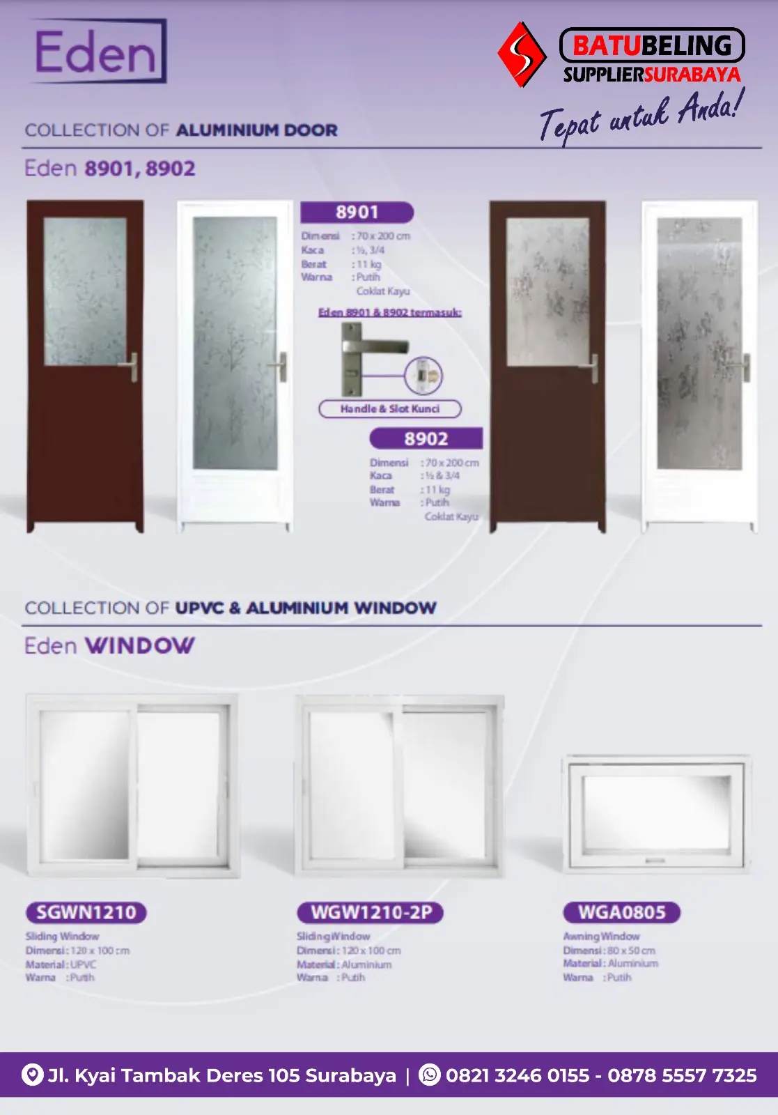 Jendela Sliding Aluminium dan UPVC